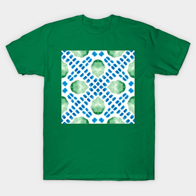 Turquoise and Fresh green garden stepping stones and leaves set in a mosaic tile T-Shirt by FrancesPoff